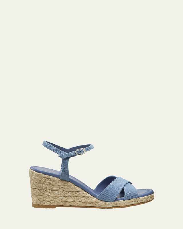 Dayna Denim Crisscross Wedge Espadrilles